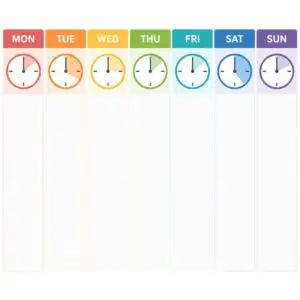 Weekly calendar graphic showing best Instagram posting times for every day.